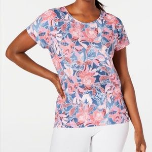Ideology women pink floral short sleeve size m new